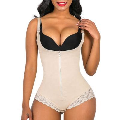 China Antibacterial Elastic High Waist Shaper Front Zipper Closured Shapewear Women Slimming And Dieting Leg Jumpsuits for sale