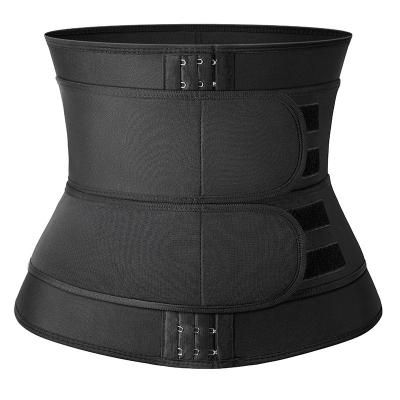 China Antibacterial Tik Tok 2021 Same Style Fajas Waist Trainer Cincher Double Band Colombian Sweated Waist Trimmer Slimming Belt For Women for sale