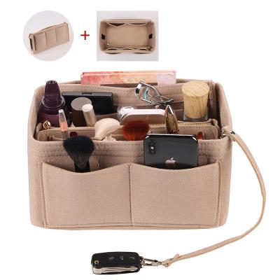 China Lightweight 10 Pockets Felt Storage Handbag Dial Organizer Purse Organizer Bag In Bag Insert Bag Organizer for sale