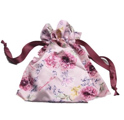 China Eco-Friendly Drawstring Jewelery Cotton Gift Satin Stocked Silk Drawstring Bag for sale