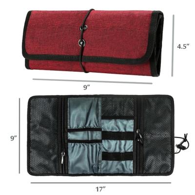 China 2020 Living Room Amazon Seller Rolled Pocket Travel Cable Organizer Portable Electronics Accessories Compact Bag for sale