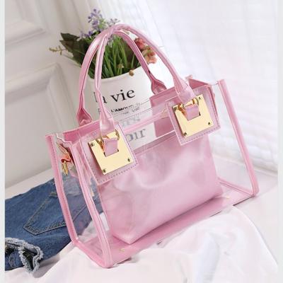 China Goods 2021 Fashion Women Shoulder Bag Clear PVC Tote Handbags Women Jelly Clutch Purse Transparent Purses Bag Handbags With Handle for sale