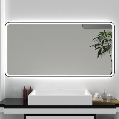 中国 Hotel Decoration Frameless Rectangle Wall Mounted Magnifying Makeup LED Lighted Bathroom Mirror With Touch Switch 販売のため