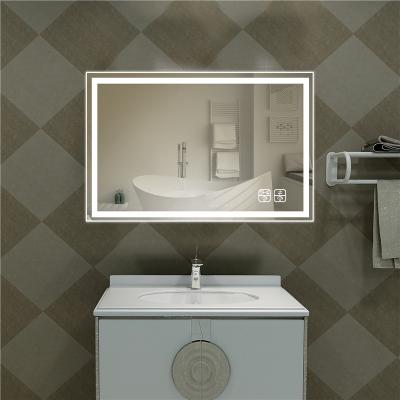 China Light Touch Sensor Defogging Smart LED Bathroom Mirror With Time / Temperature Display Te koop