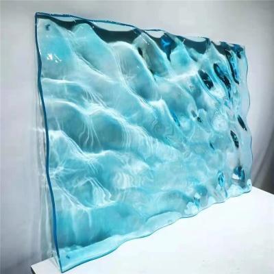 China Colorful Patterns / Strong Texture New Design Decorative Building Melted Glass Art Pattern Stain Hot Melt Tempered Glass zu verkaufen