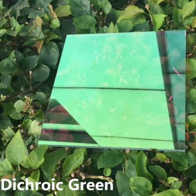 China 6mm High Temperature High Pressure Resistant Glass Art Iridescent Dichroic Coated Green for Building Decoration Te koop