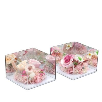 China Durable Wholesale Clear Acrylic Rose Flower Box With Drawer for sale