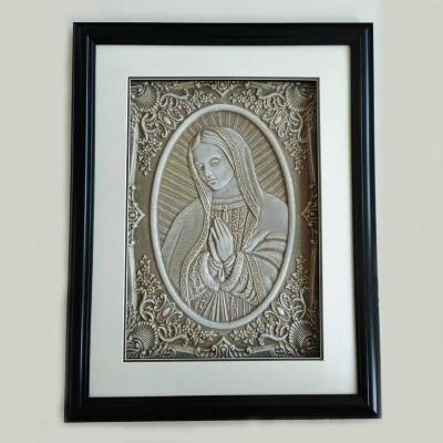 China Air Parcel Framed Picture Frame Jesus Cross Mary Last Supper Traditional Small Size 3d Wall Carpet Panel Religious Arts for sale