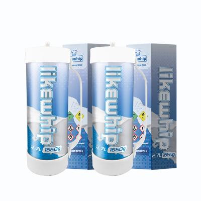 China food & High Quality Popular Cream Whipped Charger Cylinder 1660G 2.7L Beverage Likewhip Flavor Whip Cream Charger Blue Gas (Dessert Factory Make Cream) for sale