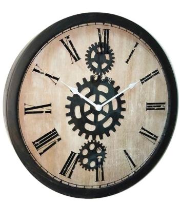 China Hot Selling Antique Interior Style Quality Product Household Decorate Wall Clock Gear Round Decor Vintage Decorative Clock Wall Antique for sale