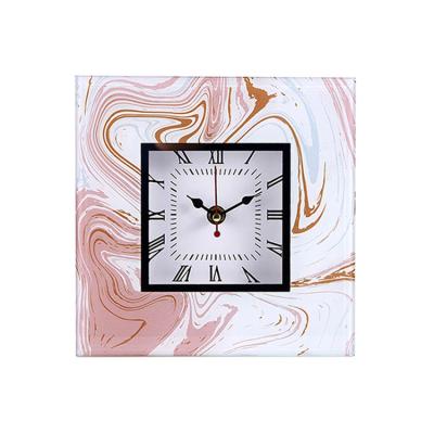 China Antique Style Modern Alarm Clock Square Custom Patterned Alarm Clock Desk Glass Table Clocks for sale