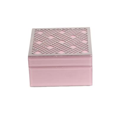 China Customized high quality eco-friendly luxury logo square rose necklace glass jewelry box for girls for sale