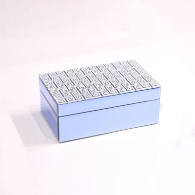 China Special Blue Unique Luxury Rectangle Vintage Glass Ring Jewelry Box For Home Decoration Eco - Friendly for sale