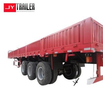 China 50 Ton Steel 3 Axle Side Wall Semi Trailer Side Wall Flat Bed Semi Trailer for sale