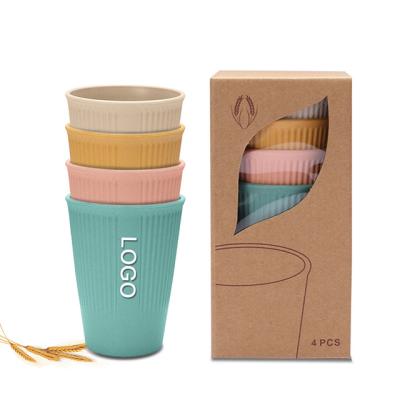 China Viable Custom Hot Sale Reusable Wheat Straw Tableware Bpa Free Biodegradable Drinkware Cup Eco Friendly Plastic Set for sale