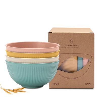 China Reusable Reusable Custom Made Wheat Straw Tableware Biodegradable Eco-Friendly Plastic Salad Bowl Tableware Set Viable for sale