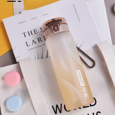 China Sustainable 460ml Frosted Shading Color Drinkware BPA Free Plastic Lid Borosilicate Glass drinking Water Bottle for sale