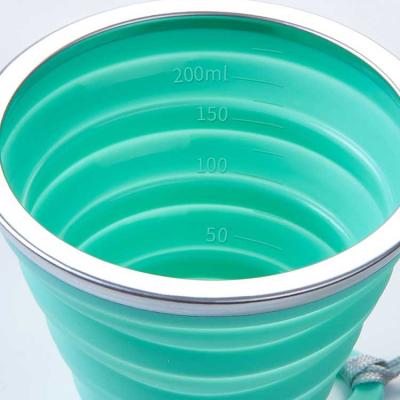 China Wholesale BPA Free Coffee Cup 270ml Collapsible Expandable Collapsible Water Cup Stocked Foldable Silicone Bottle Cup for sale