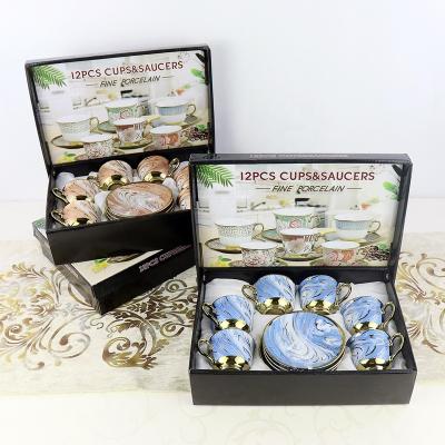 China Traditional Ethiopian Tea Coffee Cup Set Ceramic Tea Set Exotic Turkish Tea Set for sale