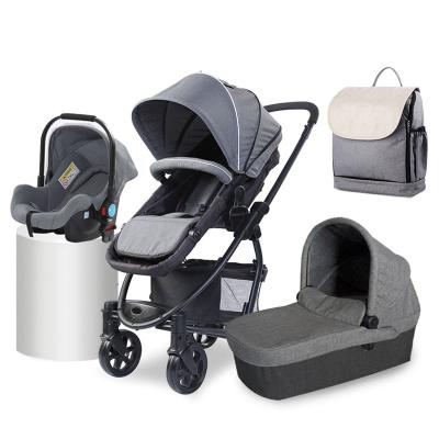 China 2020 Metal Leather 4 in 1 Baby Stroller Best Selling Luxury 4 in 1 Baby Carriage for sale