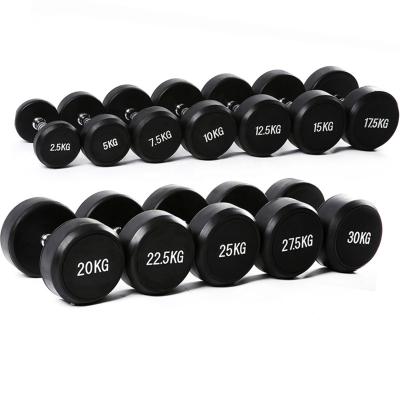 China Wholesale 2.5-50kg dumbbell commercial dumbbell fitness equipment round head dumbbell/dumbell rubber set for sale