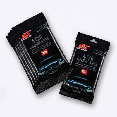 China Logo Wholesale Car Window Cleaning Portable Custom Stain Remover Wet Wipes 20ct for sale