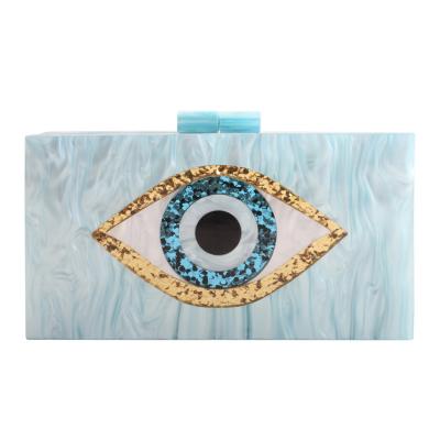 China European and American Messenger Bag of new chain bag clutch bag dinner style evil eye acrylic bag for sale