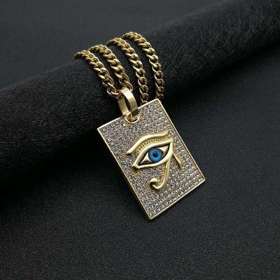 China Horus Pendant Myth Hip Hop Hiphop Jewelry Gold Plated Titanium Diamond Blue Eye Steel for sale