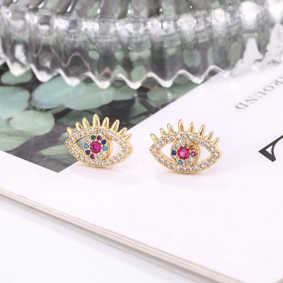 China CLASSIC Japanese and Korean Simple Design Zircon Jewelry Small Evil Eye Butterfly Stud Earrings for sale