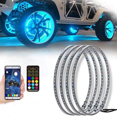 China PVC Car Tire Led Rgbw Blue Wheel Ring Light Set Truck 14inch 15.5inch 17inch RGB Led Wheel Lights For Car Wheel for sale