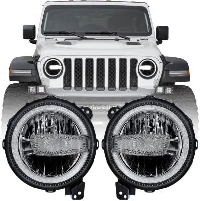 China Diecast Alminum Housing 9 Inch Round Beam DRL High Low Halo Headlight Led Headlights For 2018-2021 Jeep Wrangler JL JLU JT Gladiator for sale