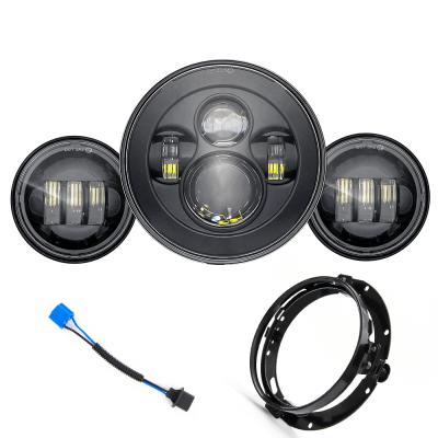 China PC Motorcycle With Full Set Of 4.5 Inch LED Fog Lights + 7 Inch Round LED Headlights Bracket for sale