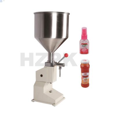 China HZPK Manual Food Sauce Beverage Honey Milk Juice Shampoo Water Glass Can Liquid Paste Bottling Filling Machine for sale