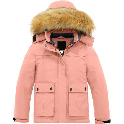 China Girls Ski Jacket High Quality Warm Breathable Waterproof Fleece Striped Winter Thick Padded Coat For Outdoor Snow for sale