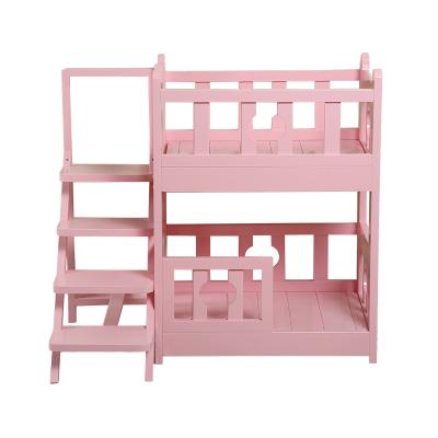 China Durable Solid Indoor Pet Furniture Luxury Wooden Dog Sleeping Bed Loft Pine Pet Loft Bunk Platform for sale