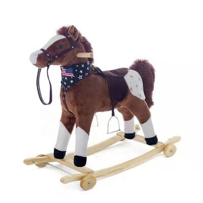 China Kids Rocking Horse Toy Plush Animal Baby Rocker Eco-friendly Wooden Horse for sale