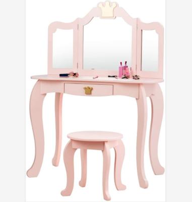 China Living Princess Dresser Dressing Room Furniture Set New Design Children Furniture Kids Table With Chair Kids Vanity Set With Mirror for sale