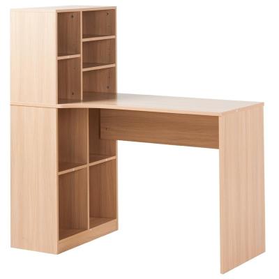 China Factory Direct Sale MDF Storage Rack Eco-friendly Solid Wood Study Desk Computer Table Learning Table with Book Shelves for sale