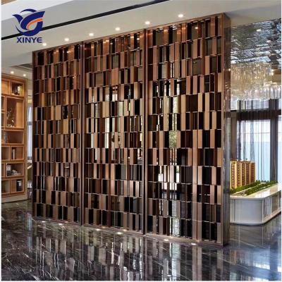 China Art Deco Interior Decoration Stainless Steel Wall Partition Screen Fencing Metal Panels Room Divider Partition Wall for sale