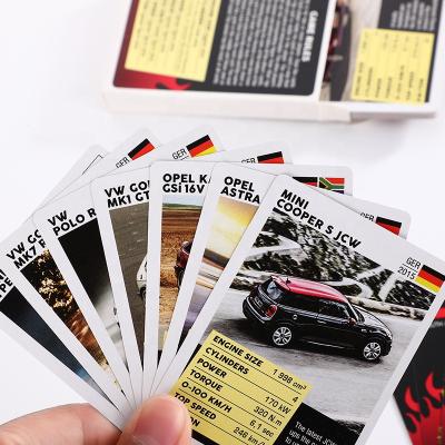 China Entertainment Playing Card Box And Customer Customized Cards South Africa Car Trumps Front And Back for sale