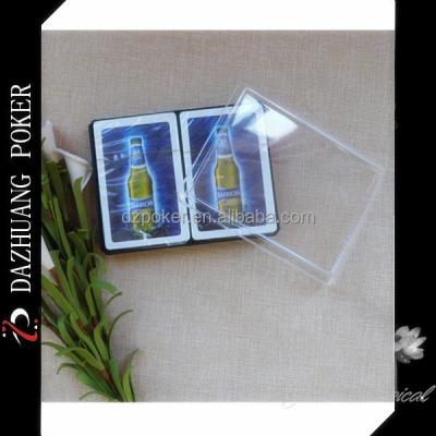 China DOUBLE DECK MALT BEVERAGE PLASTIC BARBICANE CUTOM ADVERTISING PLASTIC POKER CARDS FOR SAUDI MARKET for sale