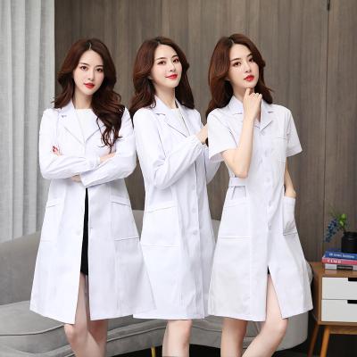 China Ordinary Machining Long Sleeve Customized Short Sleeve Nurses White Dress Stain Doctor Uniform Female Workwear Set for sale