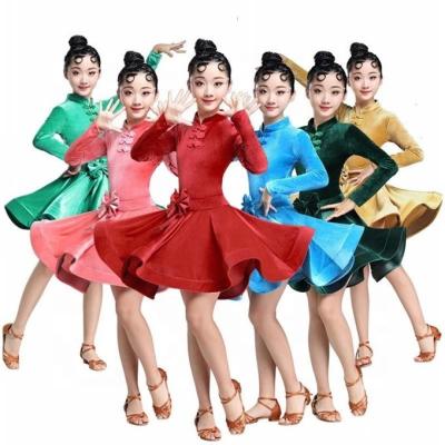 China from above & Tees 6 Colors Girls Latin Dance Costume Practice Ballroom For Cha Cha/Rumba/Cheap Samba/Tinky/Fast Step for sale