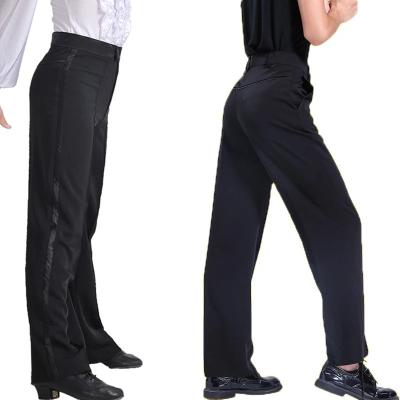 China Black Latin Modern Men Boys Performance Professionals Ballroom Dance Pants Latin Pants for sale