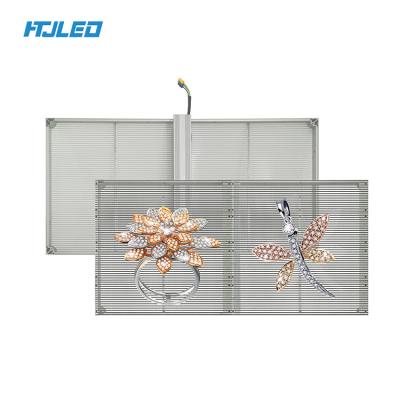 China Window Glass HTJLED P15.6 LED Indoor Transparent Curtain Display Screen Advertising Indoor Billboard Price LED Screen for sale