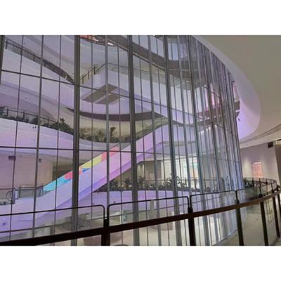 China Glass curtain; Shopping mall window HTJLED p10.4 video advertising display full color transparent glass led screen for sale