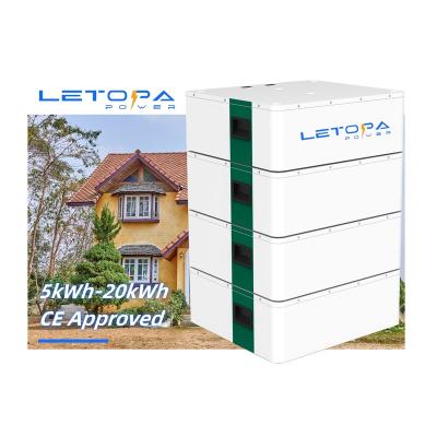 China Environmental Safety Long Life LETOPA Stackable Lithium Battery 48V Solar Energy 100Ah 200Ah 300Ah 400Ah Lifepo4 Pack 5kwh 10kwh 15kwh 20kwh Solar System for sale