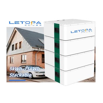 China Environmental Safety Long Life LETOPA 48V 20kwh up to 75kwh  lifepo4 Stackable Lithium Batteries For home energy storage battery Solar System deep cycle for sale