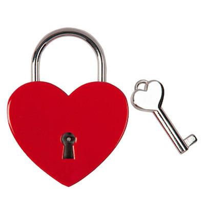 China Likewise Locked Red High Quality Metal Fashion Padlock Key Wish Love Gift Locks Heart Shaped Shiny Key Padlock for sale