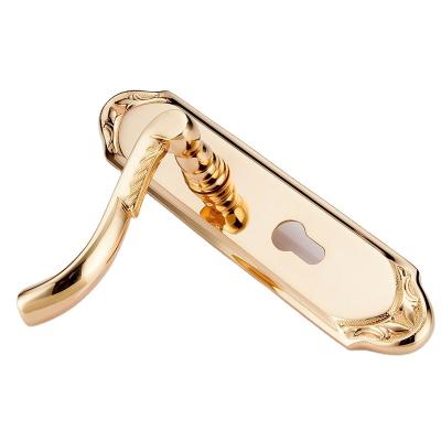 China Internal door lever lock door handle and gold key brass color for sale